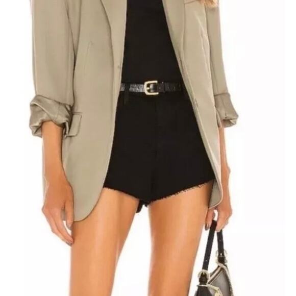 L’Agence Audrey Black Mid Rise Raw Hem Denim Jean Cutoff Shorts Size 31 NWT - Picture 1 of 15